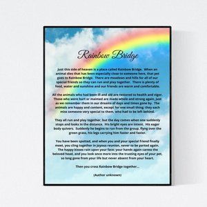 LOSS OF DOG - RAINBOW BRIDGE PRINT - Loss of Pet - Unframed 8x10